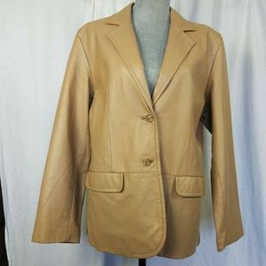 Margaret Godfrey Camel Leather jacket VTG EUC 14